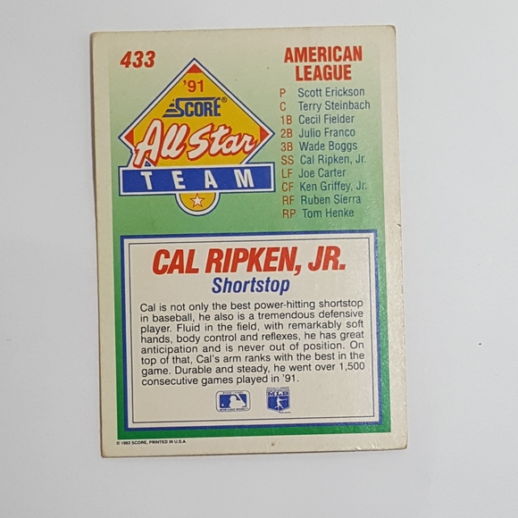 1992 score Cal Ripken Jr - Picture 3 of 3